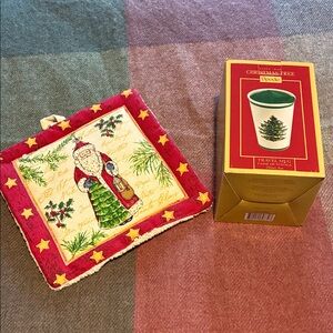 Spode Christmas Tree Travel Mug and Santa Pot Holder Set